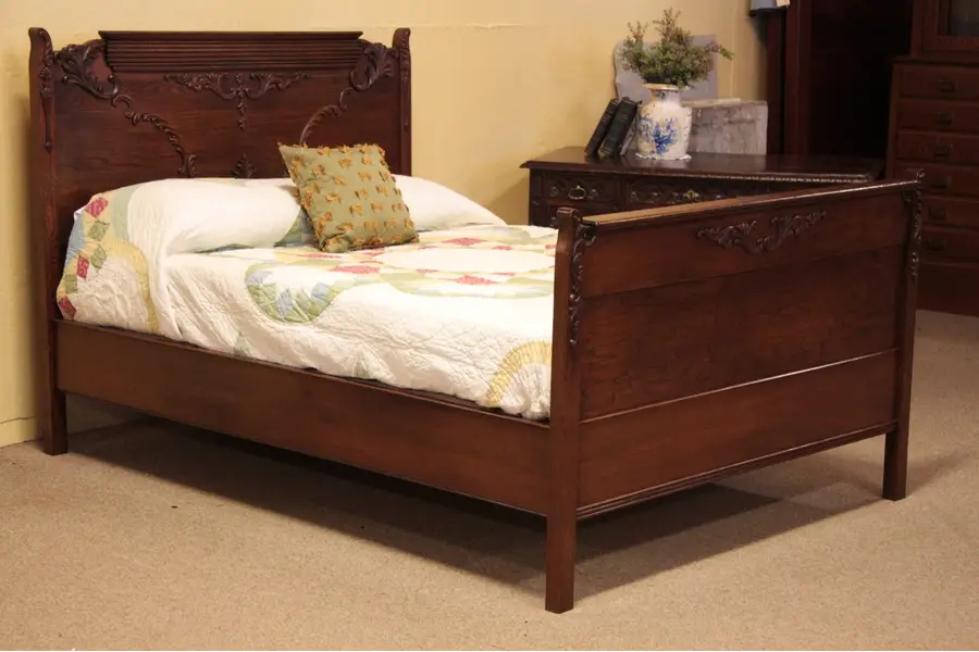 Photo of Victorian Oak Antique 1900 Double Bed
