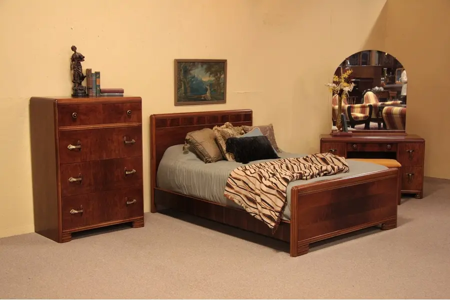 Photo of Art Deco Bedroom Set, Full Size, Bakelite Hardware
