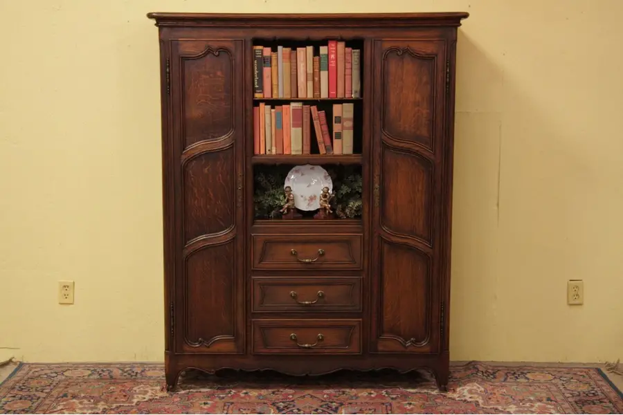 Photo of Country French Oak Bookcase, Display Cabinet