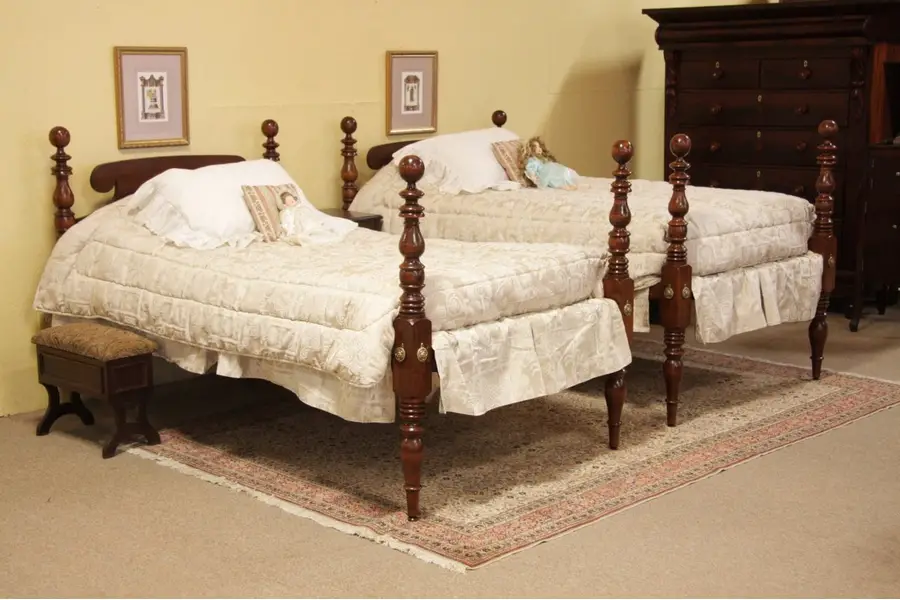 Photo of Pair of Antique New England Poster Twin Beds