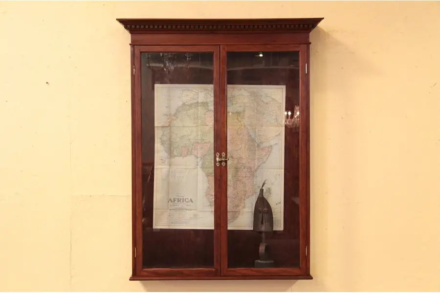 Photo of Antique Barbershop Mug Curio Display Cabinet