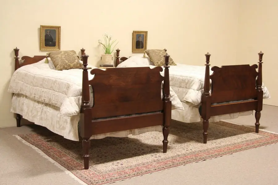 Photo of Pair of Traditional Walnut 1865 Antique Twin Beds