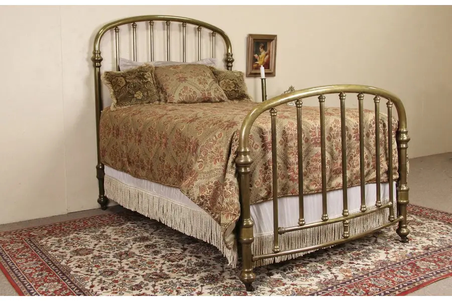 Photo of Brass Bed, Full Size 1900 Antique, Arched & Curved