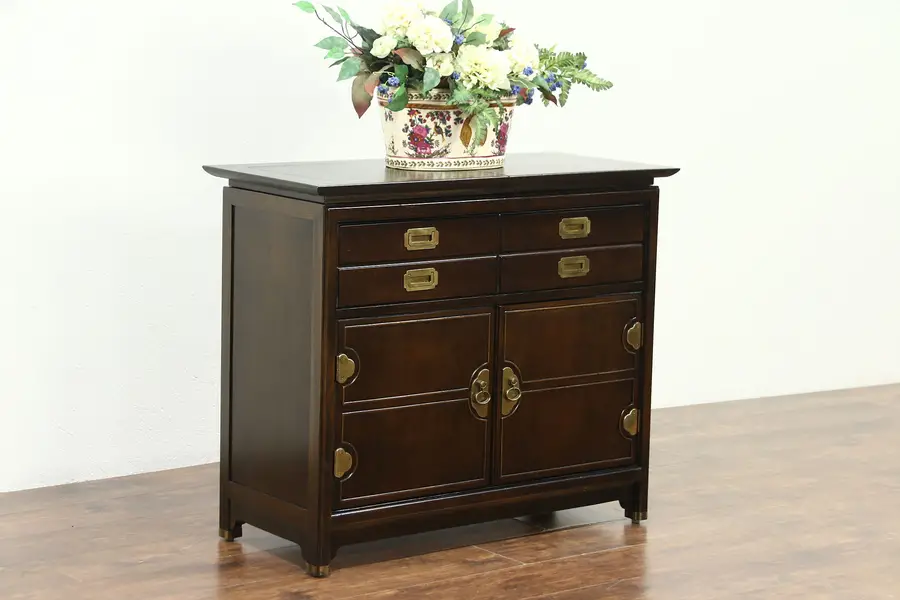 Photo of Asian Style Vintage Server, Sideboard or Bar Cabinet, Sliding Top