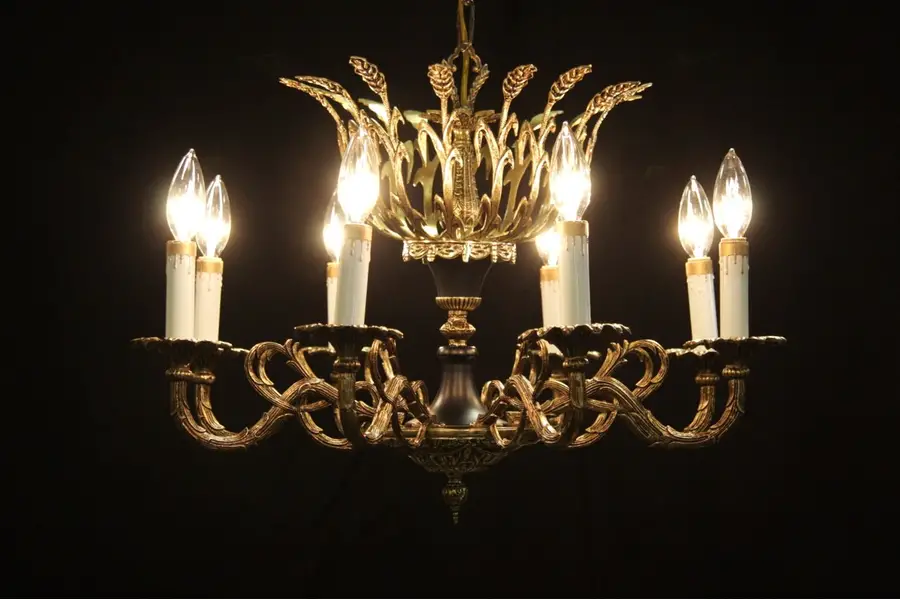 Photo of Brass 8 Candle Vintage Chandelier