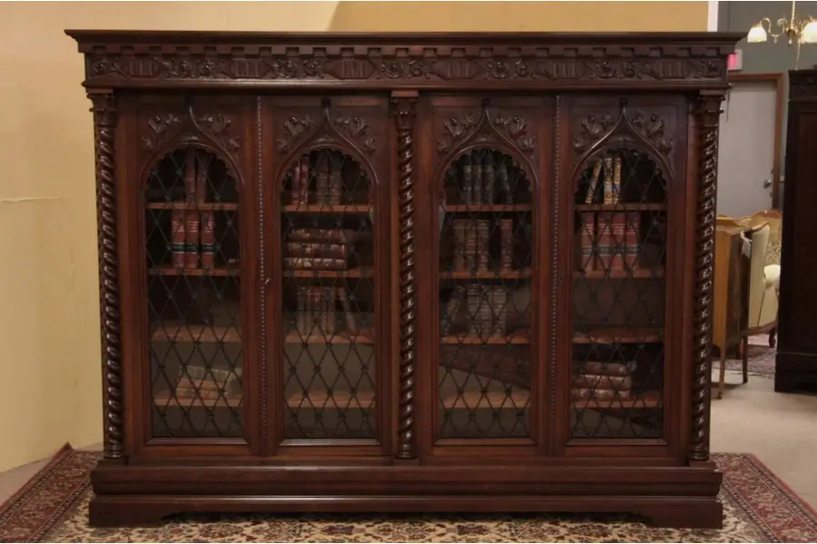 Photo of Renaissance Carved 4 Door Bookcase with Iron Grills