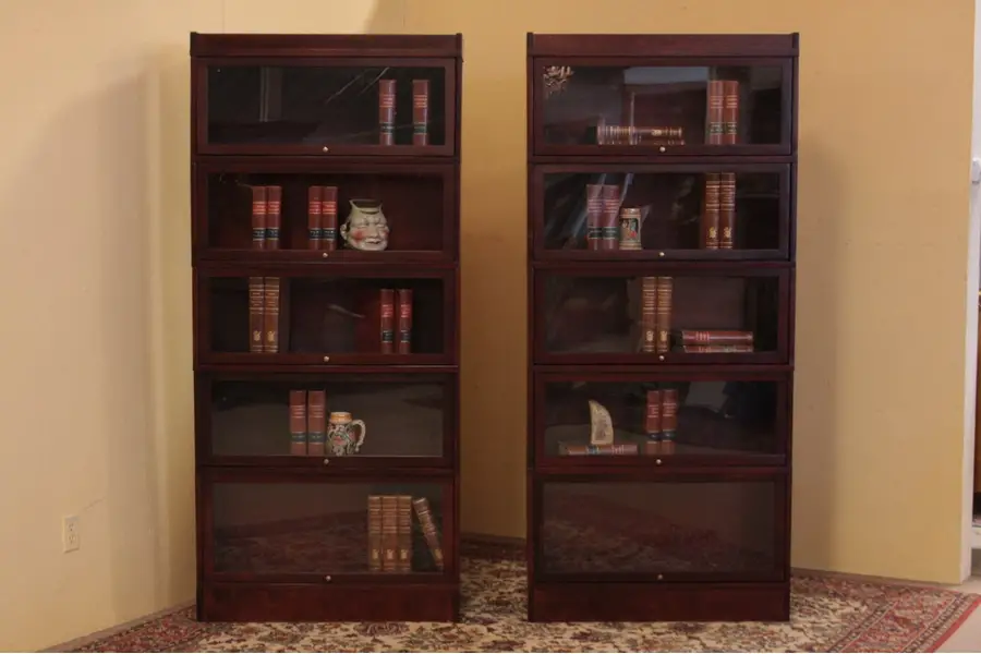 Photo of Pair of Globe Wernicke 5 Stack Lawyer's Bookcases
