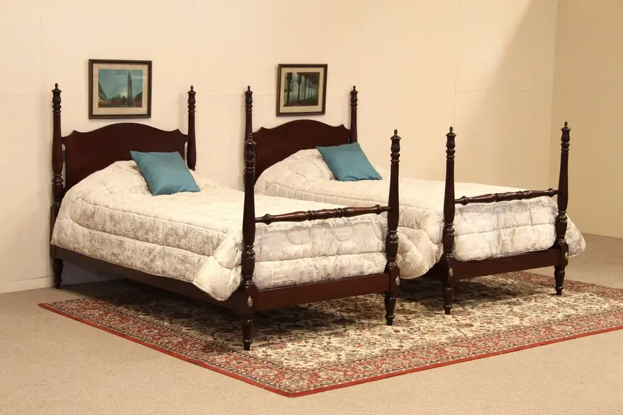 Photo of Chippendale Pair Single Twin Poster Beds