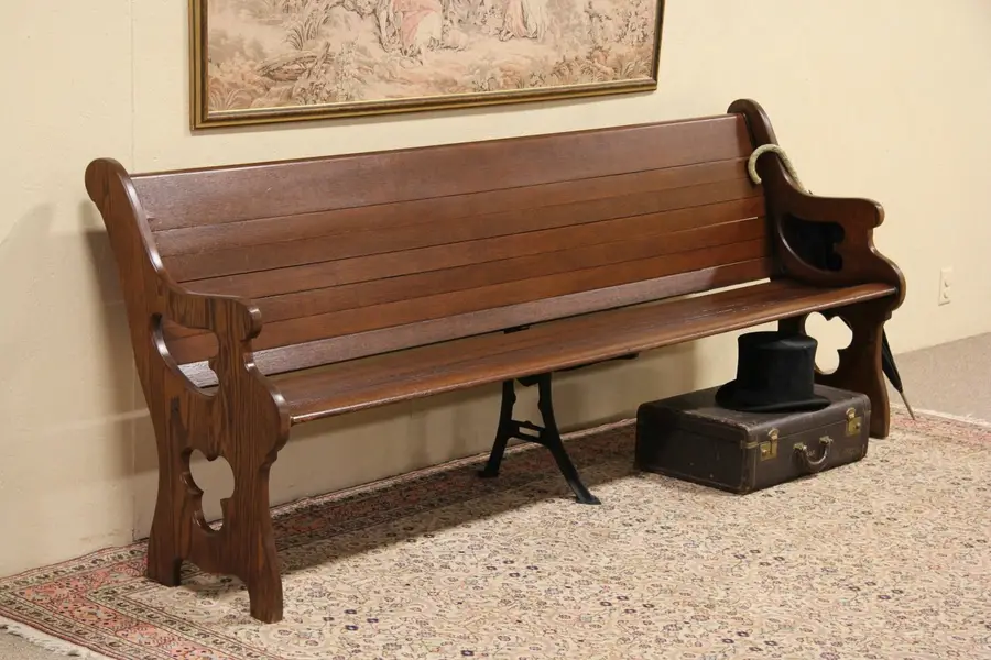 Photo of Oak 1900 Antique Railroad Station Bench