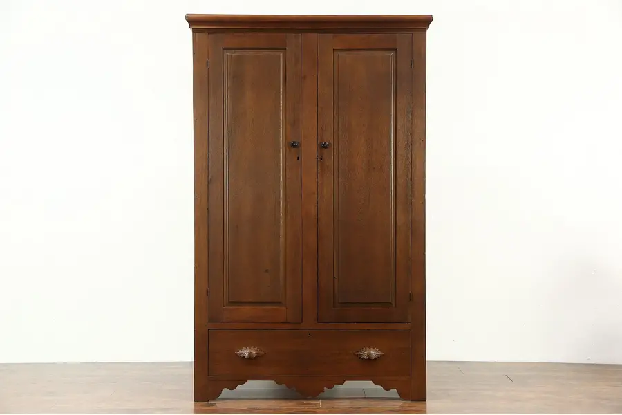 Photo of Country Walnut Ohio Antique 1860 Armoire, Wardrobe or Closet
