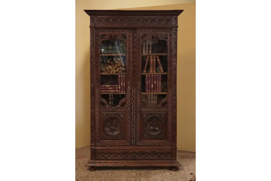 Photo of French Brittany Bookcase, China Cabinet, Glass Doors