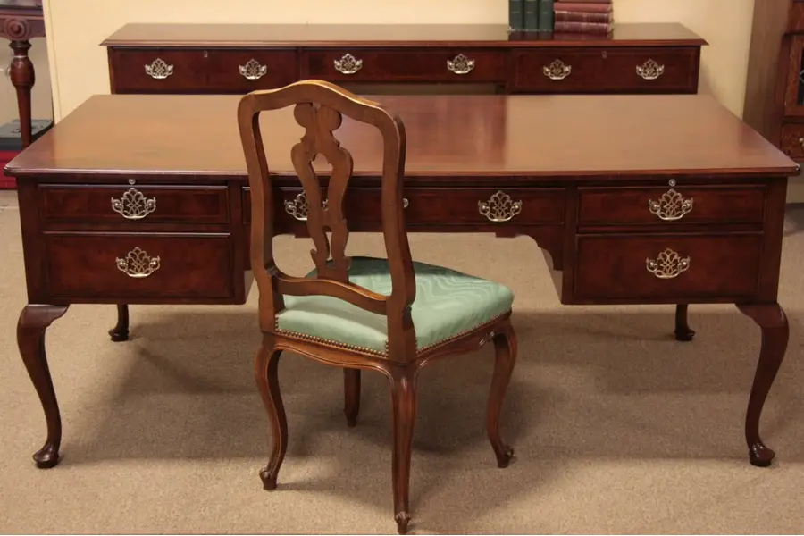 Photo of Baker Executive Writing Desk Mahogany w Walnut Burl