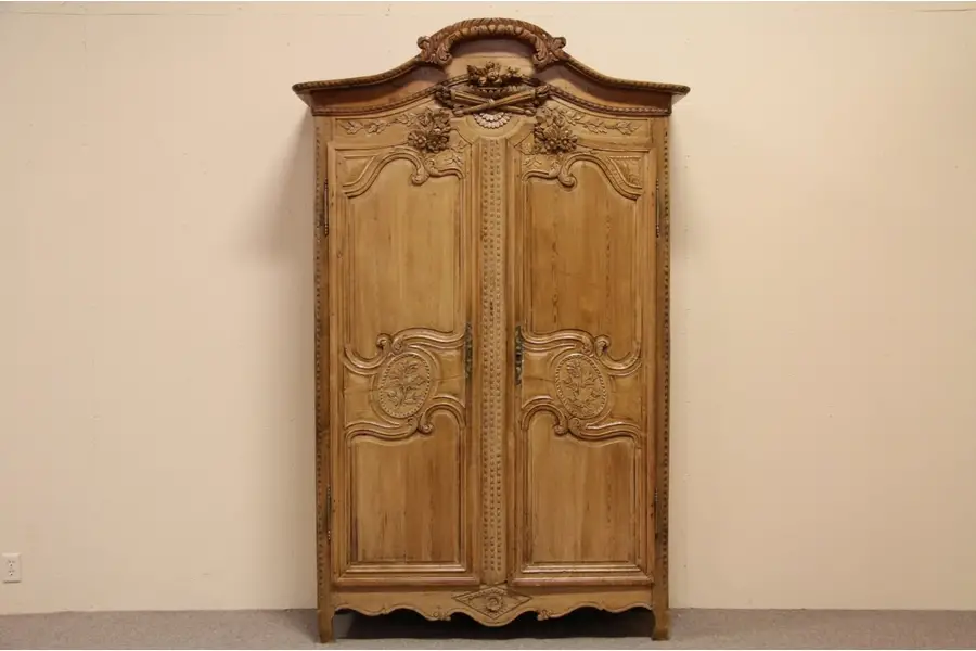 Photo of Country French Pine Antique Carved Armoire