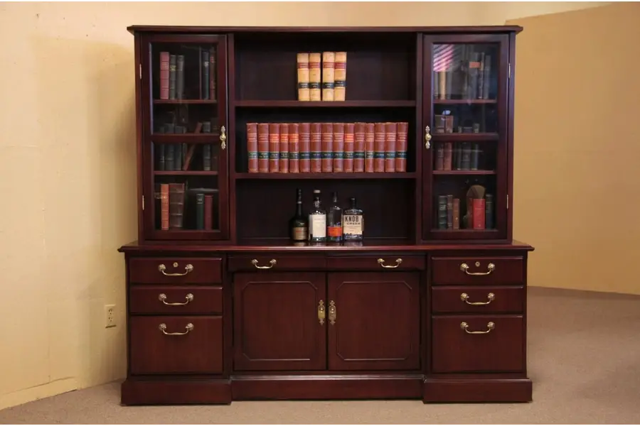 Photo of Alma Executive Mahogany Credenza with Bookcase Top