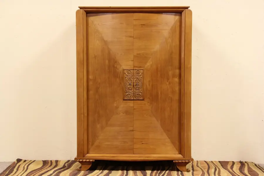 Photo of Midcentury Modern Carved Cherry Vintage Armoire