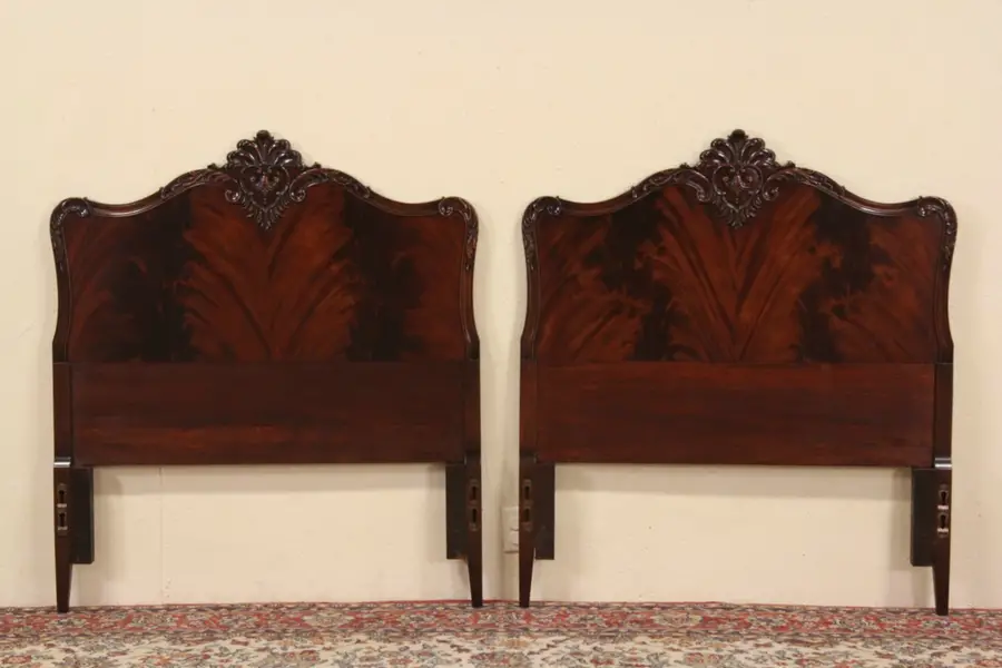 Photo of Georgian 1940's Vintage Mahogany Pair of Twin Single Bed Headboards, Landstrom