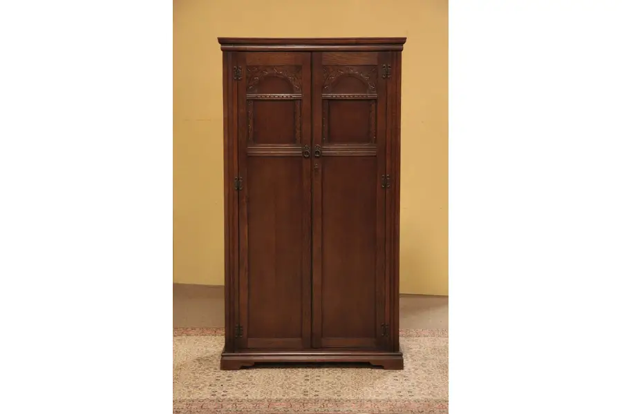 Photo of English Tudor Oak Wardrobe or Armoire