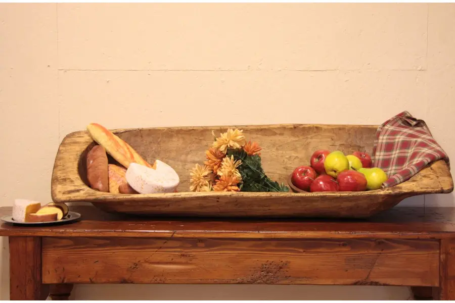 Photo of Country Carved Bread Dough Bowl or Raising Trough