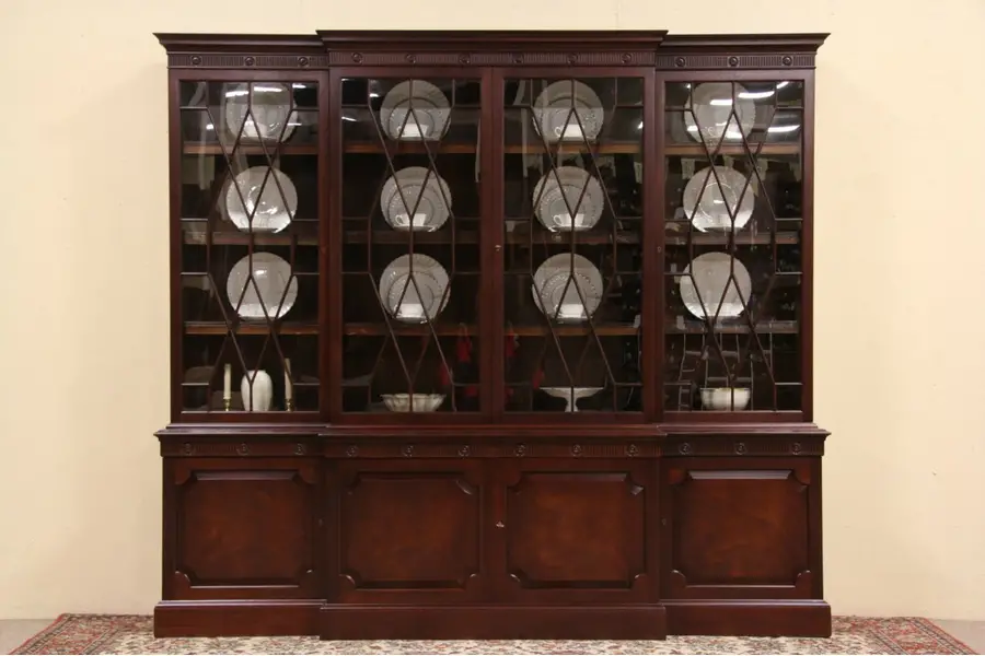 Photo of Baker 8' Breakfront Bookcase, China or Curio Cabinet
