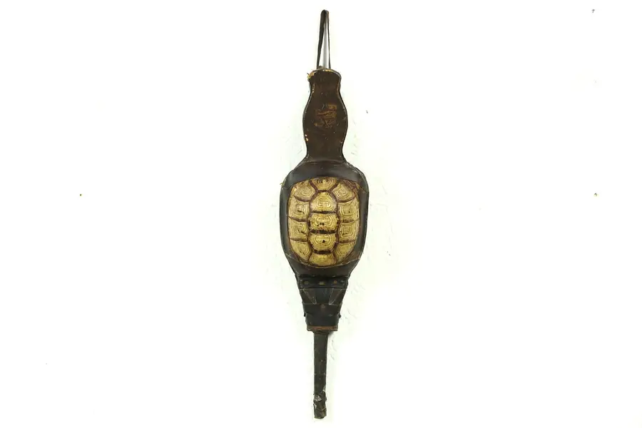 Photo of Fireplace Bellows, Antique Leather & Tortoise or Turtle Top