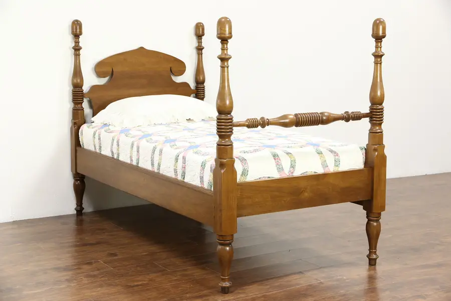 Photo of Butternut 1890's Antique Twin or Single Acorn Poster Bed