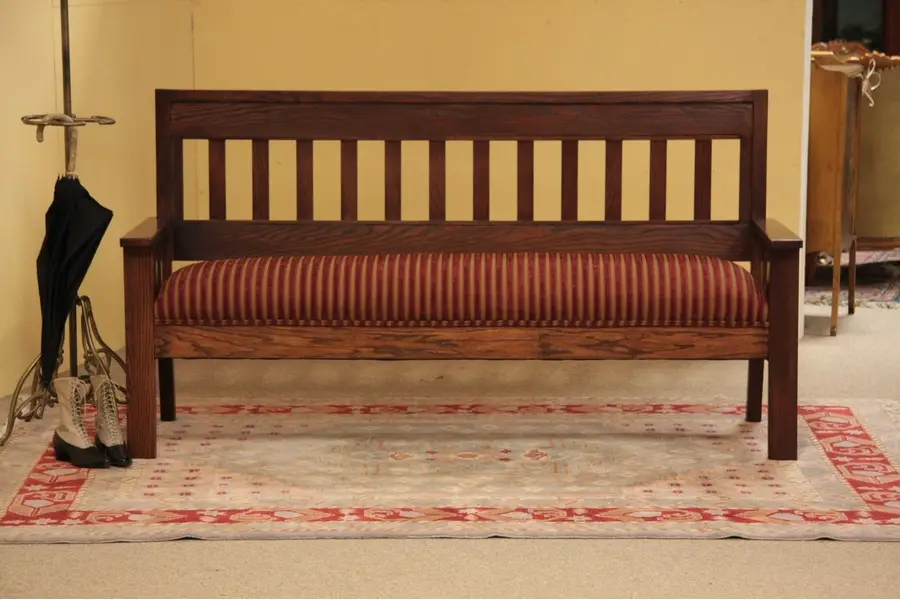 Photo of Arts & Crafts Mission Oak Railroad Bench