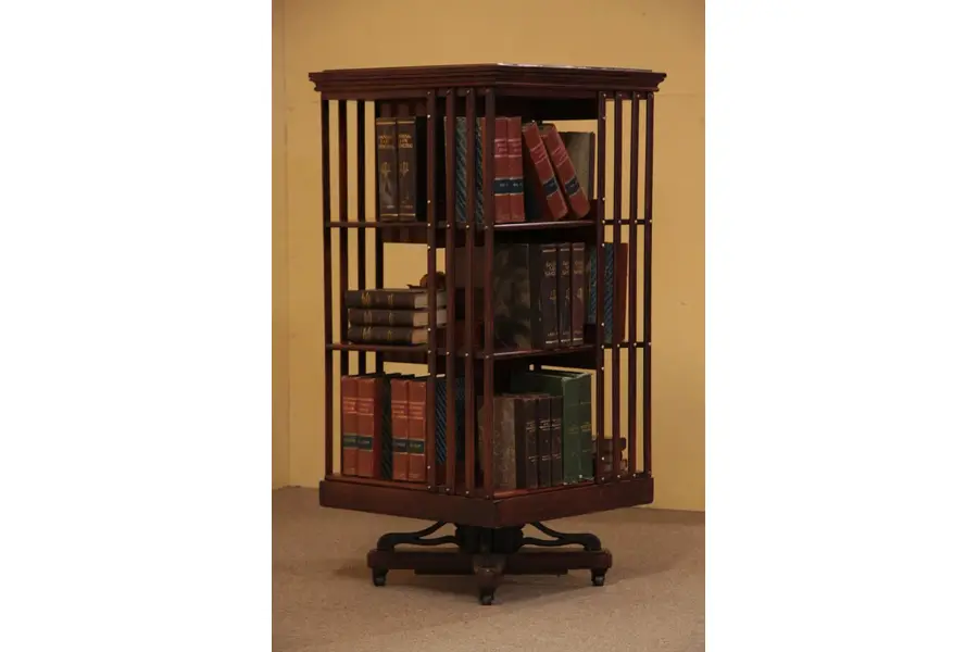 Photo of Victorian Antique 1900 Chairside Spinning Bookcase
