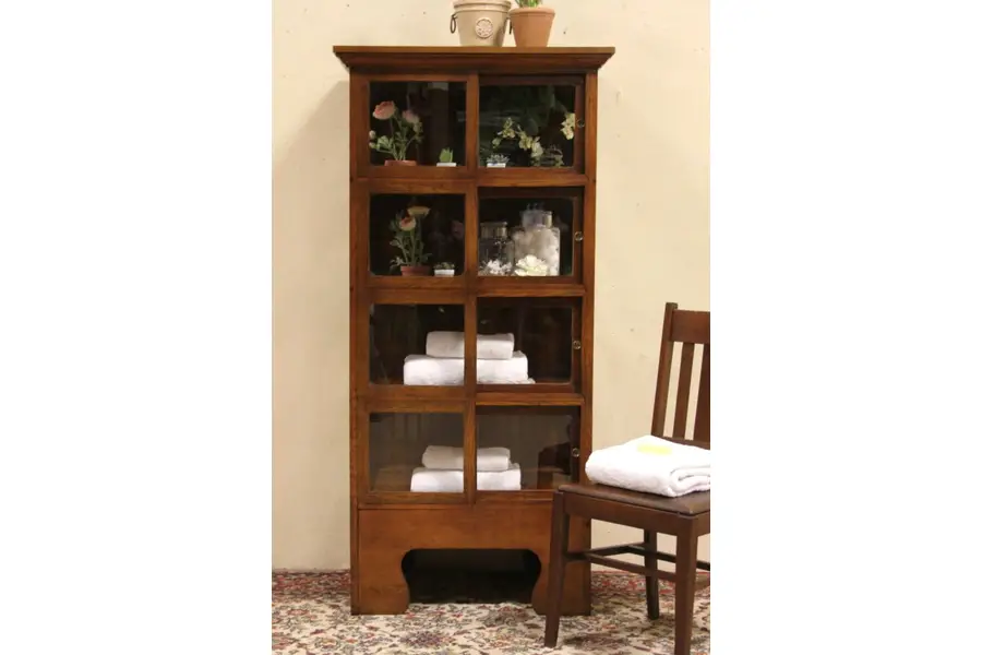 Photo of Oak 1900 Antique Bakery Showcase or Cabinet