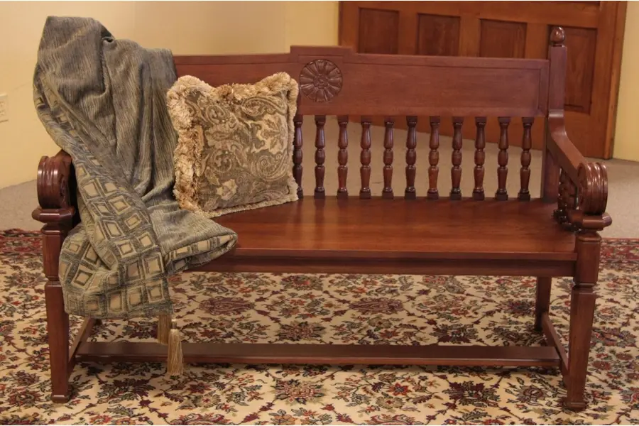 Photo of Carved Antique Bank Bench or Hall Settee