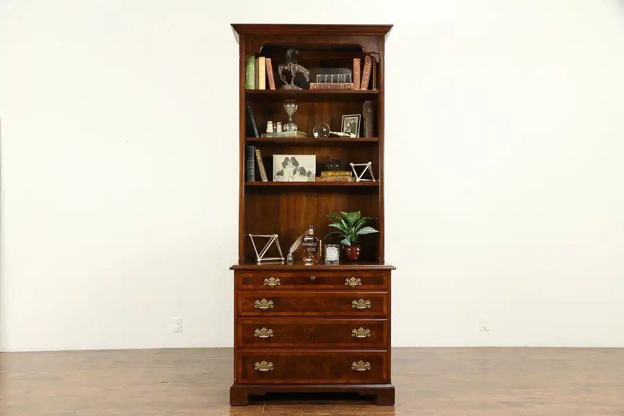 Photo of Traditional Vintage Lateral File & Library Bookcase Signed Widdicomb