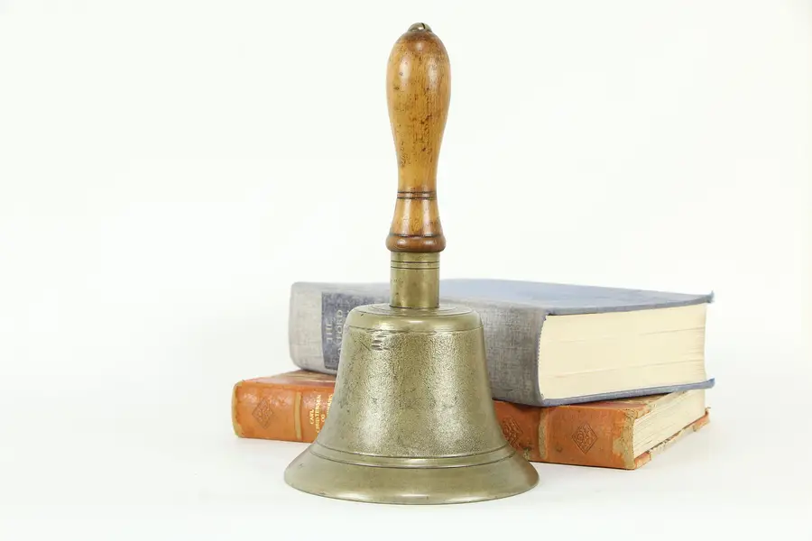 Photo of Brass Antique 1920's English Schoolmaster Bell, Signed Fiddian