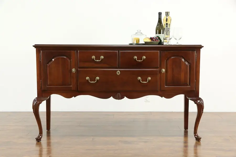 Photo of Traditional Carved Cherry Vintage Sideboard, Server, Buffet, Ethan Allen