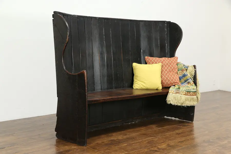 Photo of English Antique 1750 Traditional Curved Fireplace or Courting Bench