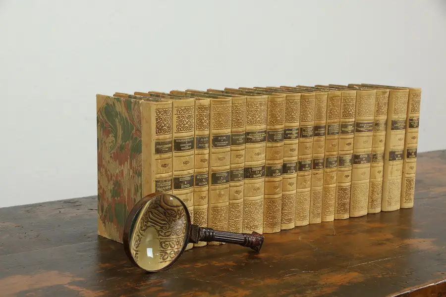 Photo of Leatherbound Set of Sixteen World Literature Books, Danish 1930
