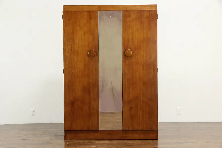 Photo of Midcentury Modern Teak 1960 Vintage Armoire, Wardrobe or Closet