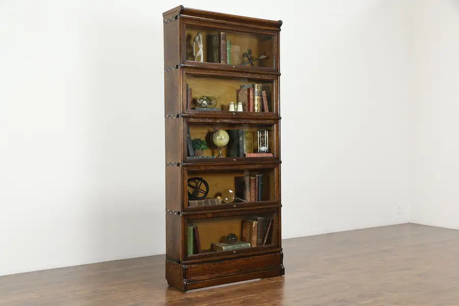 Photo of Lawyer Original Antique 5 Stack Quarter Sawn Oak Office Bookcase, Macey
