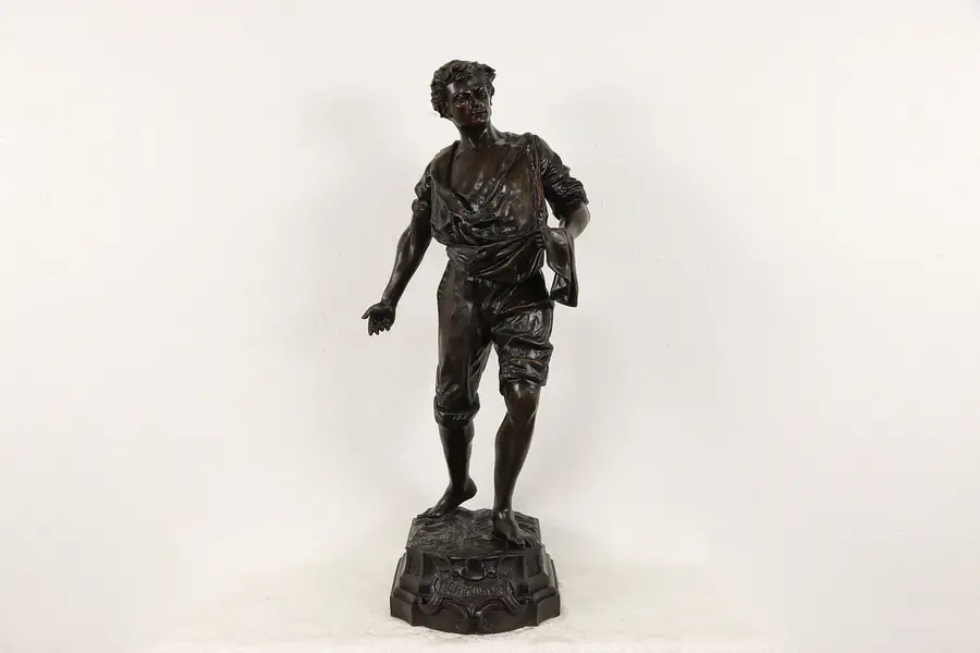 Photo of Agriculture, The Sower, Vintage Bronze Sculpture After F Milliot