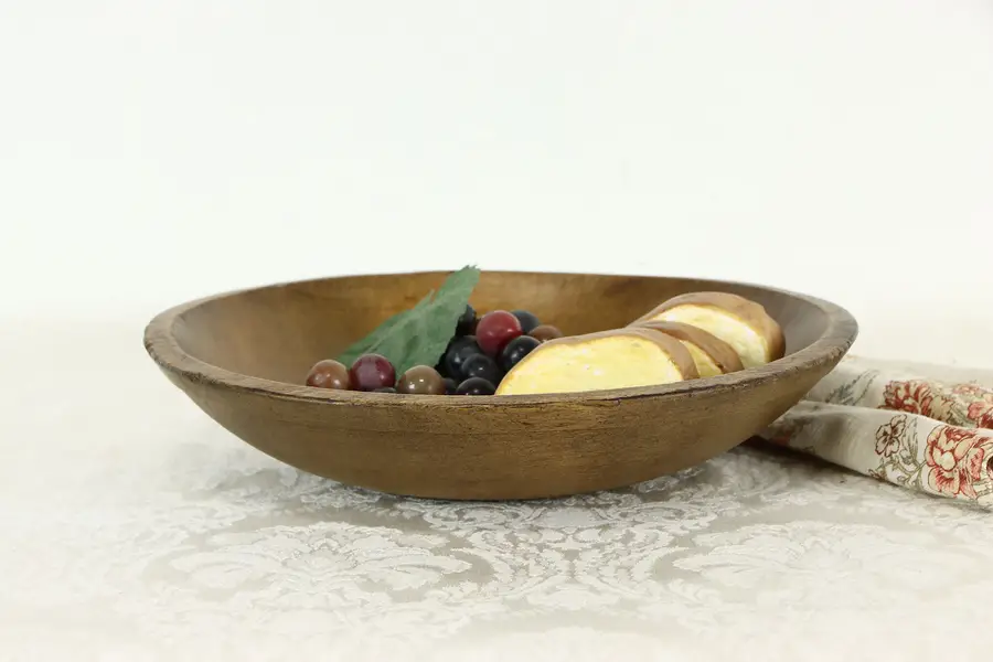 Photo of Hand Carved Antique Wooden Kitchen or Serving Bowl