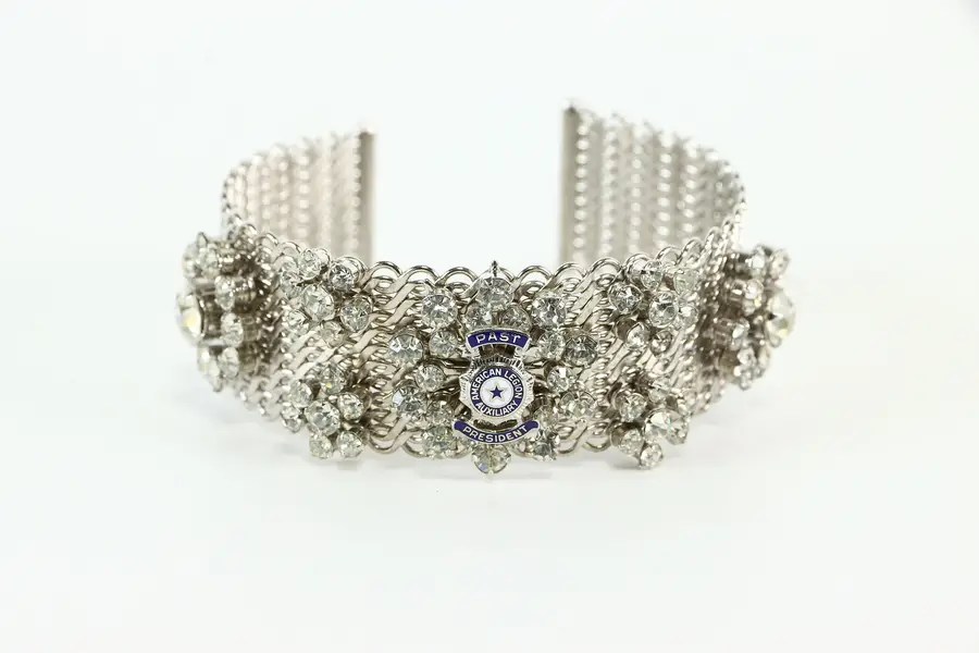 Photo of Vintage American Legion Auxiliary Past President Rhinestone Bracelet