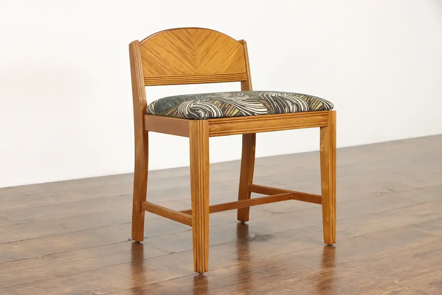 Photo of Art Deco 1930's Vintage Vanity Bench or Chair, New Upholstery