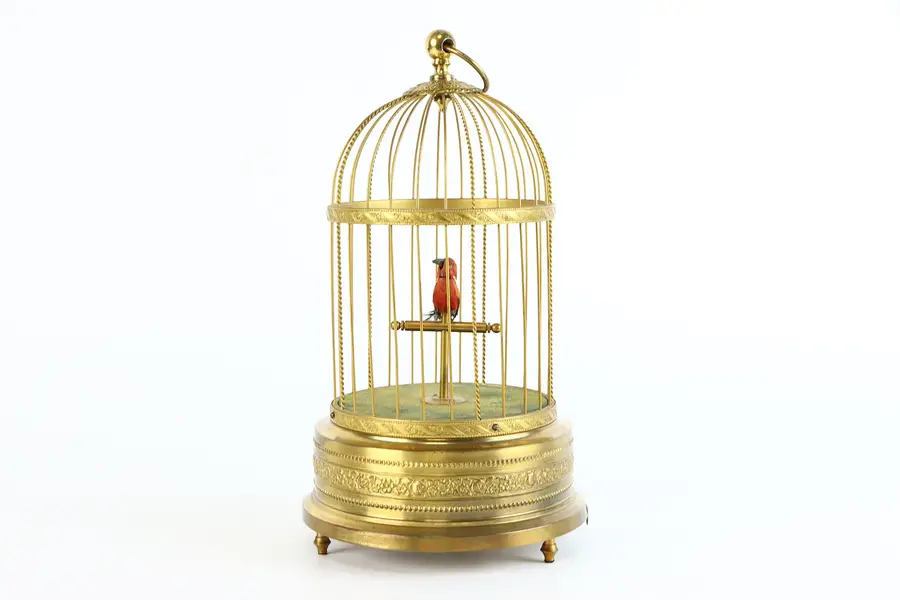 Photo of Singing Bird in Cage Antique Automaton, Ken D Karl Griesbaum Germany