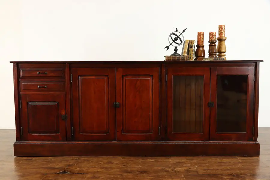 Photo of Birch 9' Antique Back Bar, Server, Sideboard Cabinet, TV Console