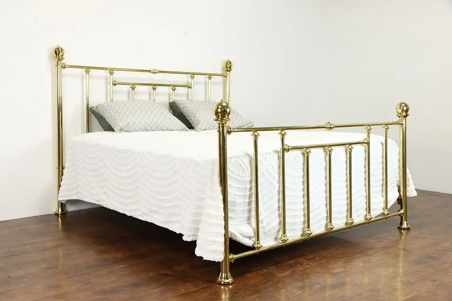Photo of Victorian King Size Vintage Farmhouse Solid Brass Bed, Hamilton