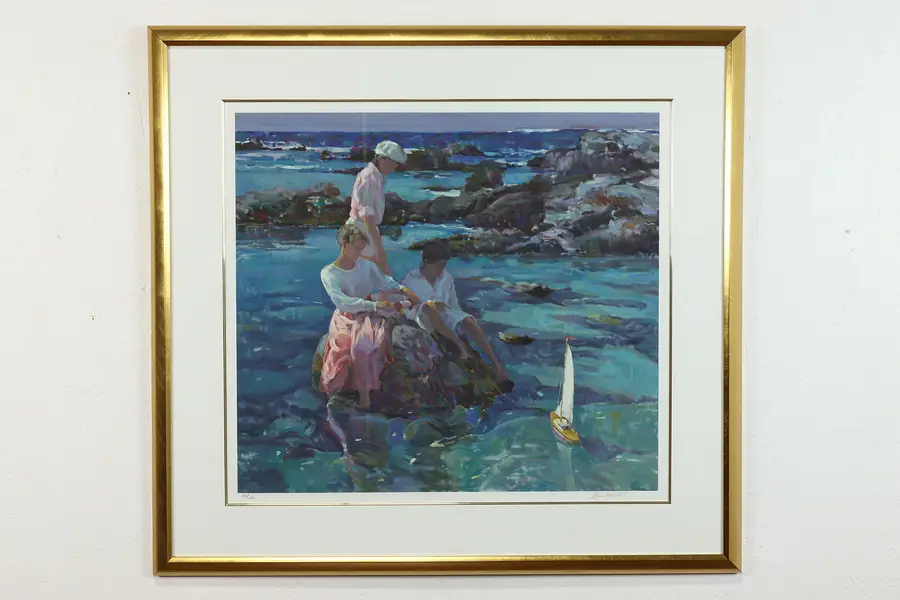 Photo of Tide Pools Vintage Original Serigraph Art Print 1994 Dan Hatfield 43.5"