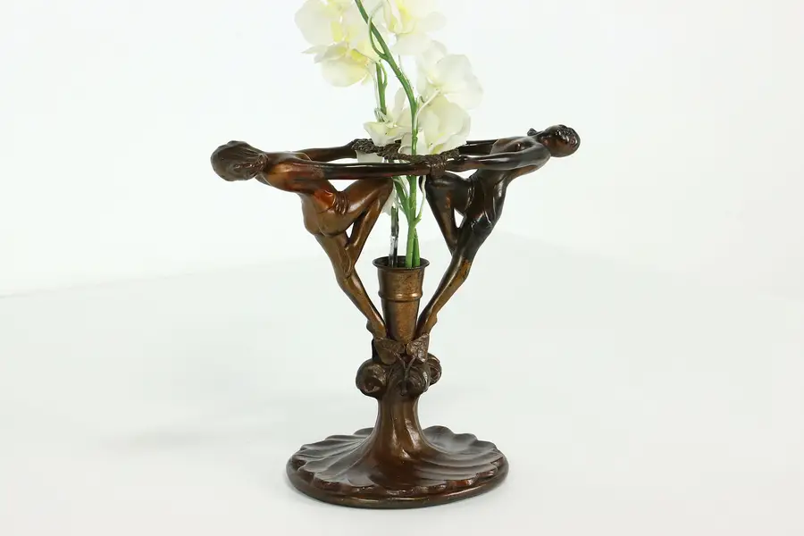 Photo of Art Deco Antique Dancers Bud Vase with Floral Wreaths