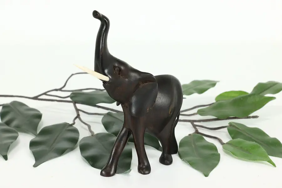 Photo of Elephant Vintage Traditional Carved Rosewood Indian Sculpture