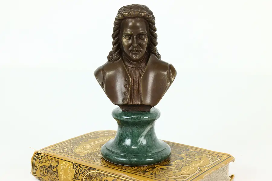 Photo of Bach Sculpture Vintage Bronze Bust, Statue & Marble Base