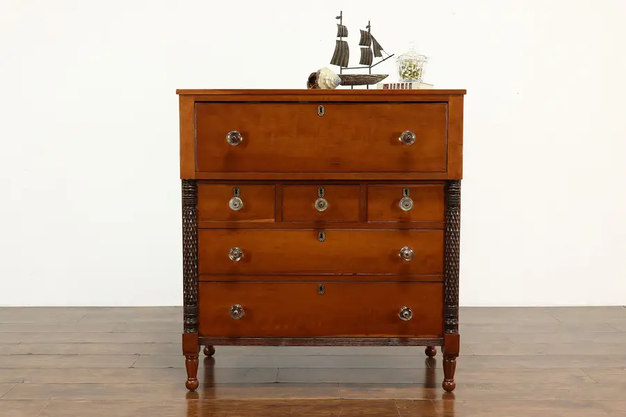 Photo of Empire Antique Cherry Six Drawer Chest or Dresser, Glass Knobs, Ohio