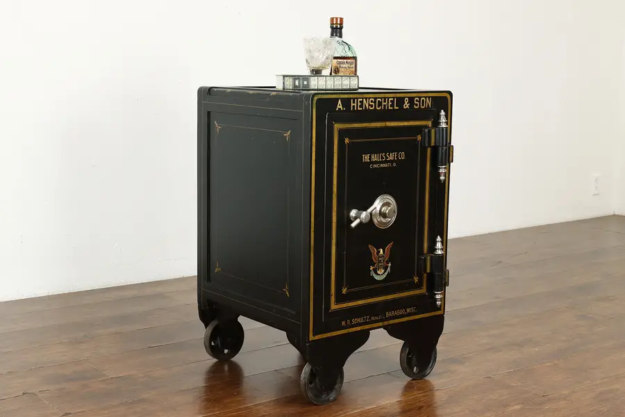 Photo of Victorian Antique Industrial Salvage Combination Lock Safe, Halls Safe Co