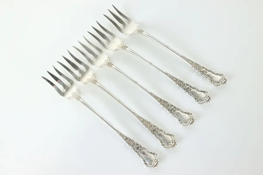 Photo of Set of 5 Sterling Silver Buttercup Seafood, Lemon Forks Gorham, Monogram